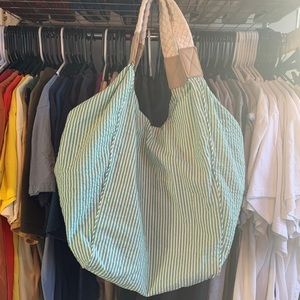 Bath and body works stripes beach bag